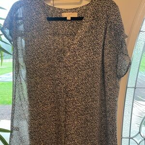 LOFT Sheer Black and White Blouse size XL